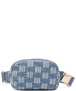 Woven Textured Pattern Belt Bag 27494-B-UE DENIM